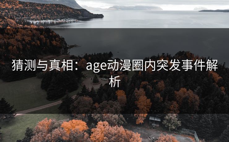 猜测与真相：age动漫圈内突发事件解析