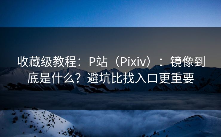 收藏级教程：P站（Pixiv）：镜像到底是什么？避坑比找入口更重要